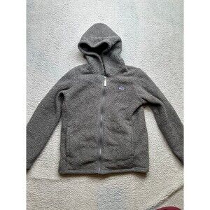 Patagonia Jacket XL 14 Gray Kids Unisex Fleece Hooded Full Zip Fleece Pocket